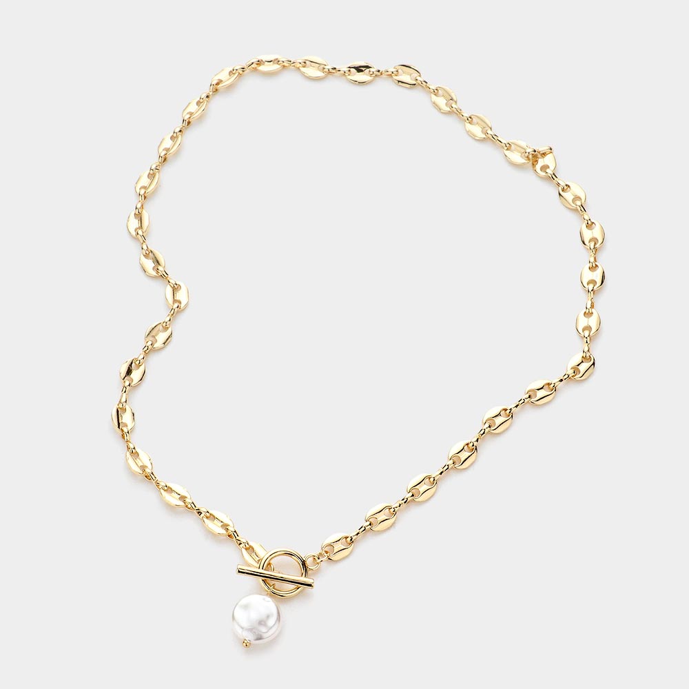 Joy Malloy Gold Chain and Pearl Necklace