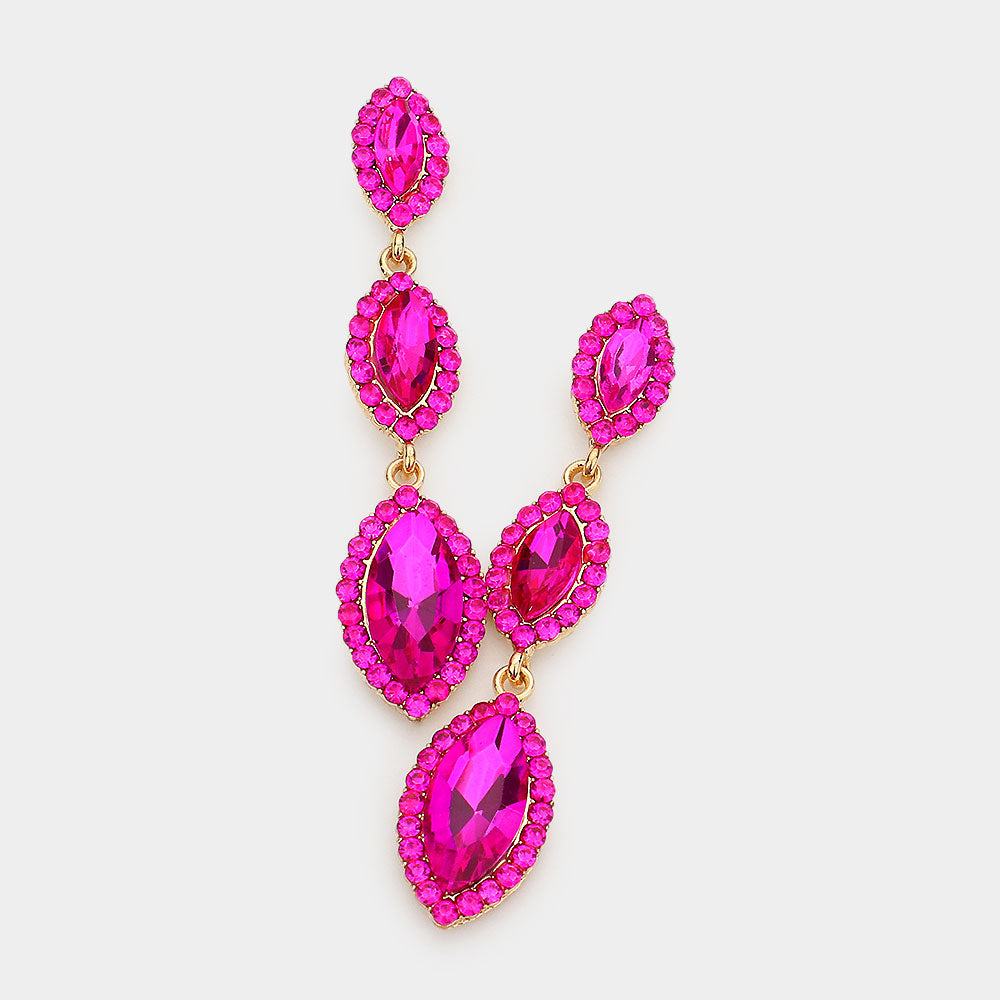 Pretty in Pink Marquise Triple Drop Earrings