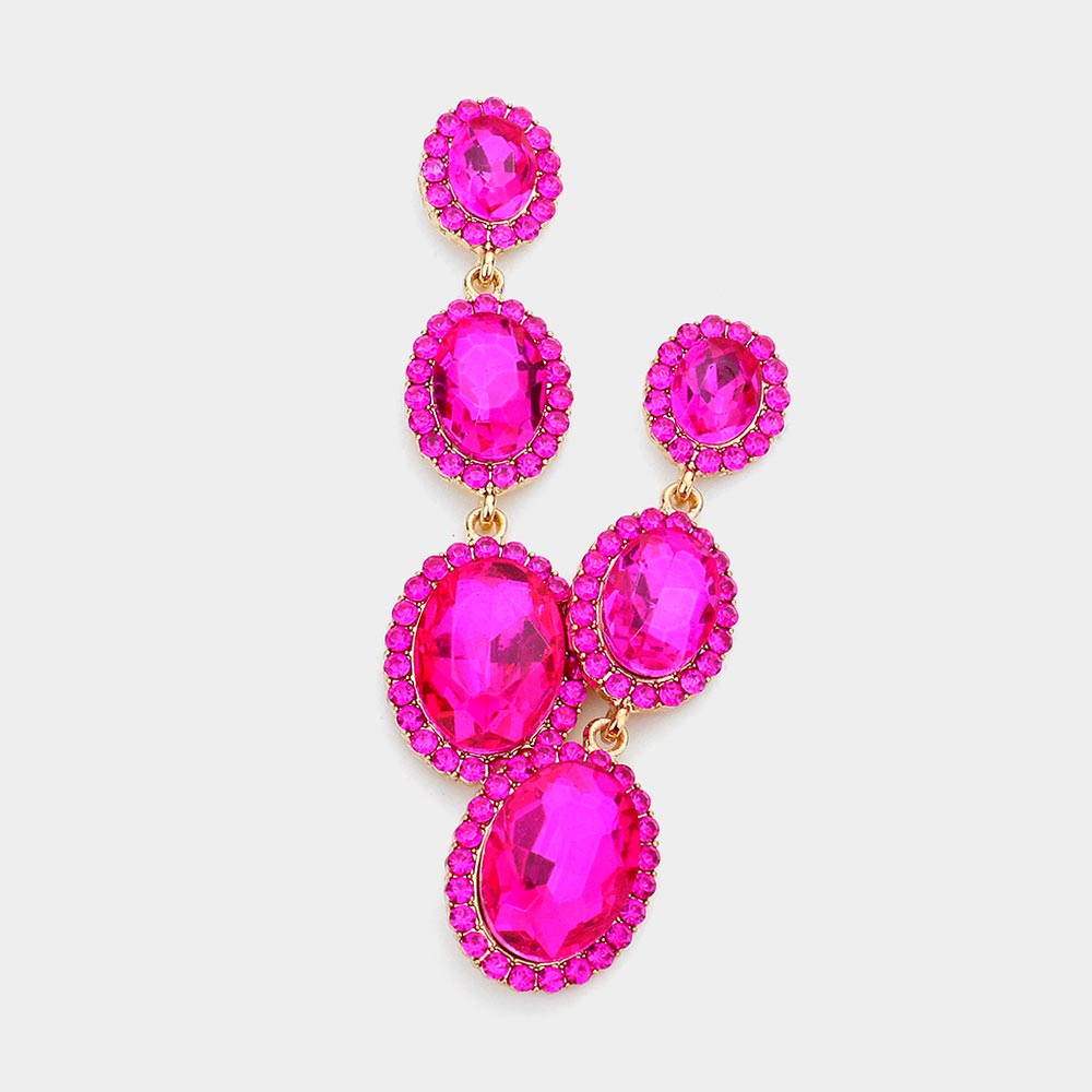 Pretty in Pink Triple Oval Drop Earrings