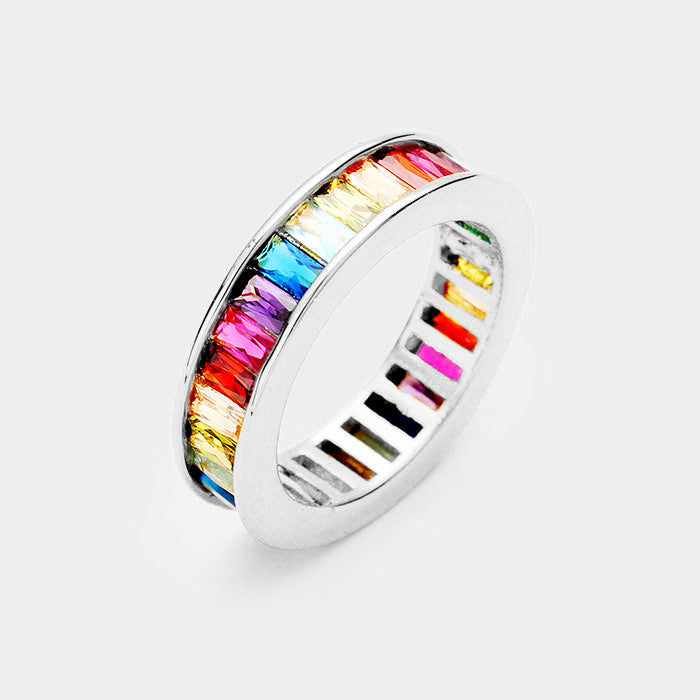 Rainbow Band Ring Silver