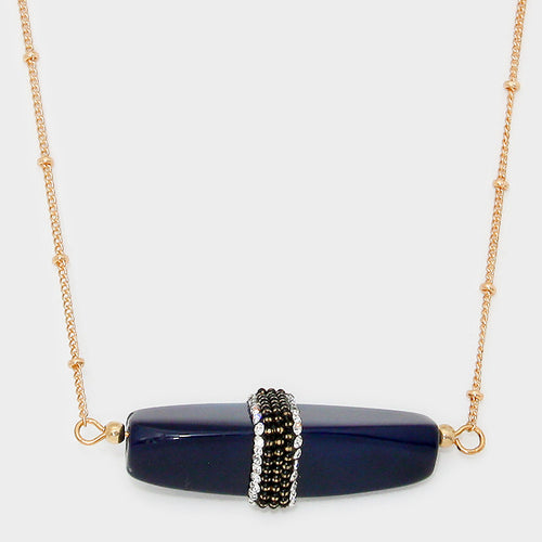 Shark Bait Natural Stone Necklace: Midnight Blue or Black