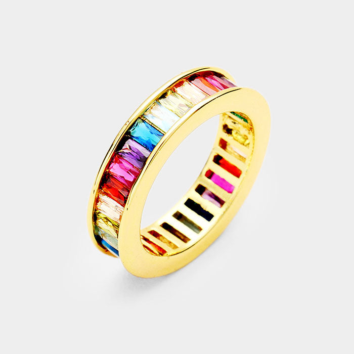 Rainbow Band Ring Gold